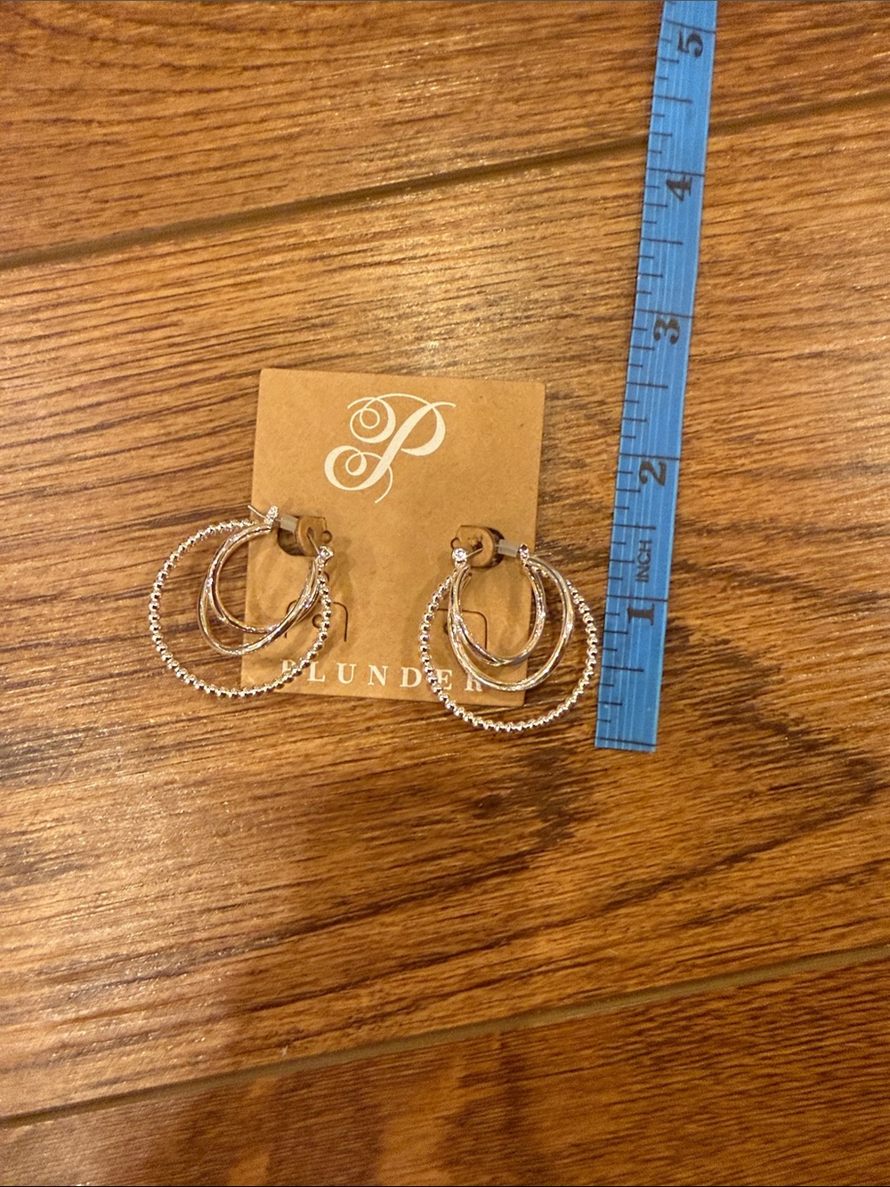 Plunder Silver Layered Bead and Hoop Earrings - Picture 3 of 3